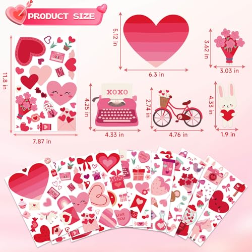 Valentines Day Window Clings Decor Cute Heart Stickers Decorations for Kids - color: Happy Hearts