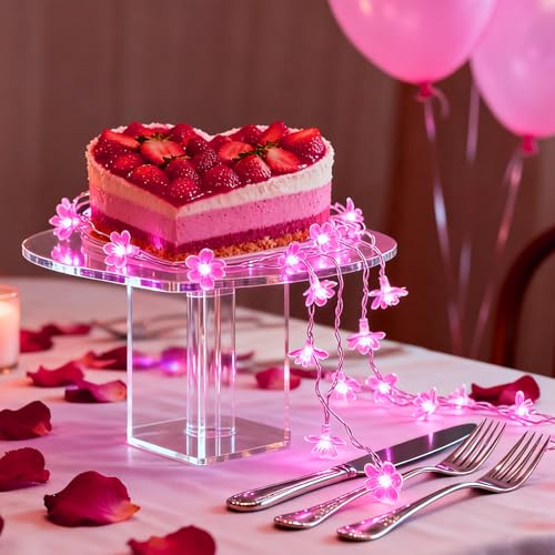 USB & Battery Powered Pink Cherry Blossom Flower String Lights Party Decor - color: Pink