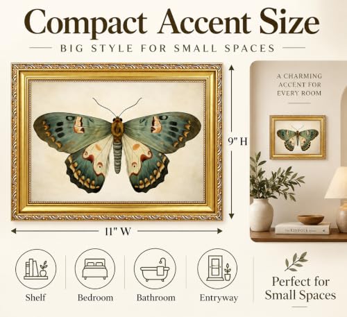 Ymsagrs Vintage Butterfly Wall Art, Antique Gold Frame Decor, 9x11 in - color: Butterfly, size: 11"L x 9"W