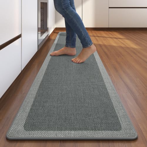 Kitchen Rugs Non Slip Rubber Backing Kitchen Mat 17"x71" Grey - color: Grey, size: 17"x71"