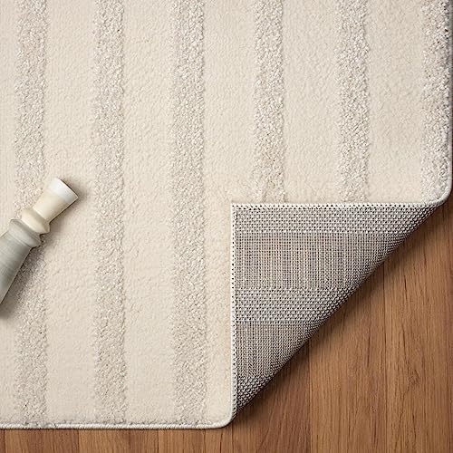LUXE WEAVERS Modern Geometric High Low Area Rug Cream 4x5 - color: Cream, size: 4' x 5' (Rectangular)
