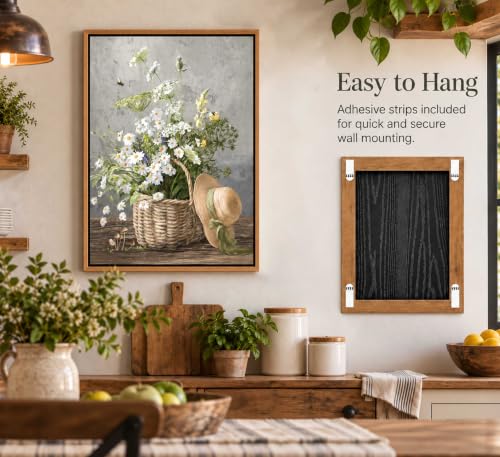 Framed Rustic Daisy Canvas Wall art - color: Daisy-Framed, size: 24"L x 16"W