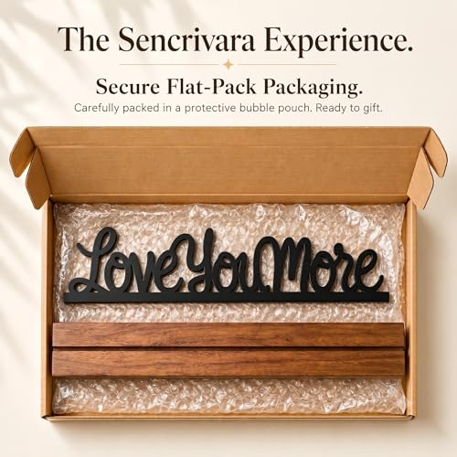 Love You More Sign Desk Decor, Wood and Metal Room Accent