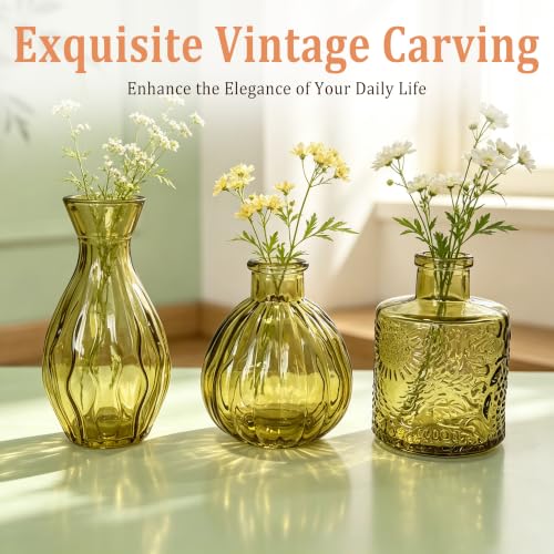 42 Pcs Colored Glass Vases in Bulk,42 Styles of Assorted Vintage Bud Vases