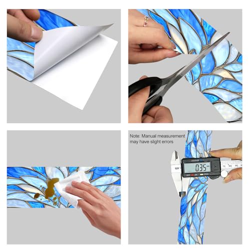 HOMETITUTE Peel and Stick Wallpaper Border 4x196in Blue Glass Pattern - color: Leaf texture