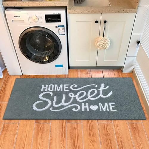 AAZZKANG Gray Long Doormat 48"x18" with Non Slip Rubber Backing Easy to Clean Home Sweet Home Welcome Entrance Mat - color: Dimgray, size: 18" x 48" (Rectangular)