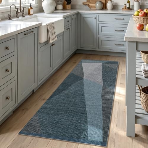 YIHOUSE Hallway Runner Rug, Machine Washable Non-Slip Low Pile,Blue,2x6 ft - color: Blue, size: 2' x 6' (Rectangular)