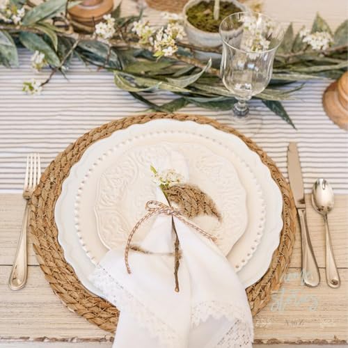 Round Woven Placemats Set of 8, 13 Inch Boho Farmhouse Rattan Placemats Rustic Braided Wicker Table Place Mats Chargers for Dinner Plates - size: 13 Inch Set of 8