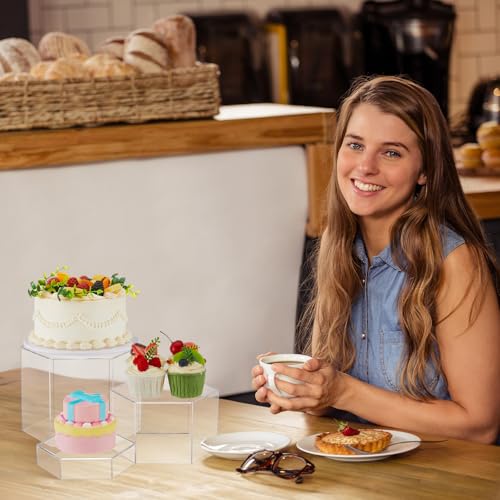 Leinuosen 7 Pcs Large Acrylic Buffet Risers, 6-12" Hexagonal, Clear - color: Clear, size: 6" to 12", style: Hexagonal