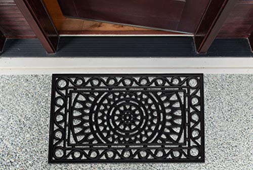 DII High Traffic All-Weather Rubber Doormat, 18x30, Sun Scroll - color: Sun Scroll, size: 1'6" x 2'6" (Rectangular)