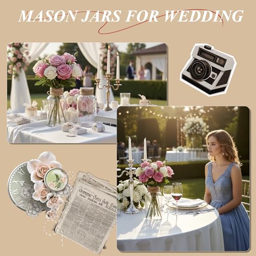 6Pcs Mason Jars for Centerpiece Glass Flower Bud Vase Transparent Vases - color: Transparent