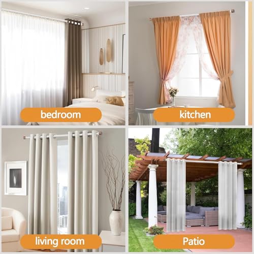 1 Pack Boho Rustic Adjustable Wood Curtain Rod 32-88 Inch, White - color: White, size: 32"-88"|1 PACK