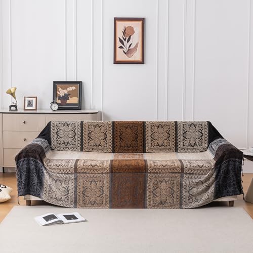 Boho Throw Blanket, Chenille Jacquard Tassels Throw Blankets for Bed Couch Soft Chair, Bohemian Fringe Tassels (Black, Large 86 * 102Inches) - color: Mocha Noir, size: 87" x 102"