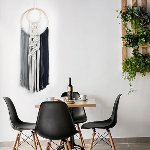 LB Boho Black Long Macrame Wall Hanging Hand Woven Tapestry Wall Art - color: Black