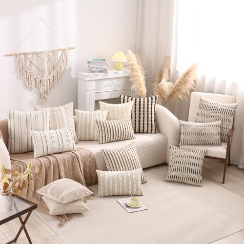 Boho Jacquard Throw Pillow Covers 20x20 Set of 2 Beige Khaki Grey - color: Beige+khaki+grey, size: 20" x 20" (Pack of 2)