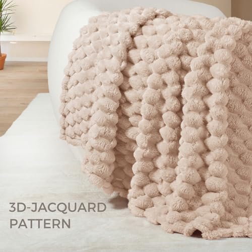 Whale Flotilla Soft Fleece Queen Size Bed Blanket Luxury 3D Jacquard, Camel - color: Camel, size: Queen(90x90 Inch)