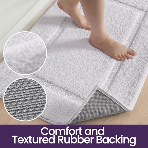 DEXI Bath Mat 36x24, Soft Absorbent Bathroom Rugs Non Slip, White - color: White, size: 36" X 24" (Rectangular)