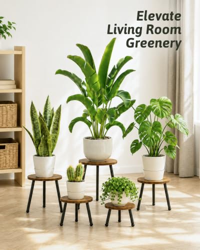 GENTINGBRO plant stand indoor 5 pack wood plant stool set mid century