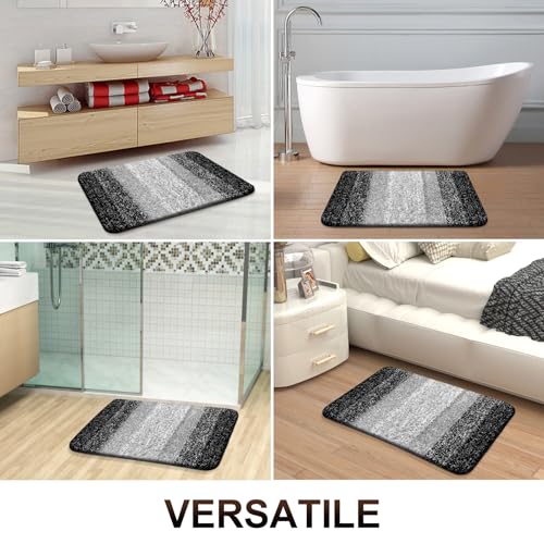 OLANLY Small Bathroom Rugs 24x16, Extra Soft Absorbent Microfiber Bath Rugs - color: Black, size: 24" X 16"