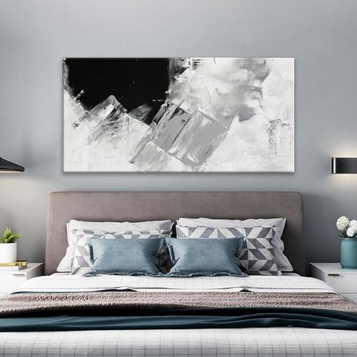 Abstract Wall Art Painting Modern Grey Wall Decor Living Room 24" X 48" - color: black white grey, size: 48"L x 24"W