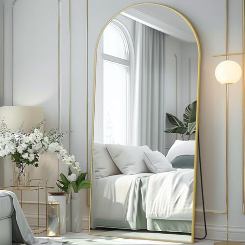 Arched Full Length Mirror, 71"x32" Gold Floor Mirror Free Standing - color: Gold-arch, size: 71"L x 32"W
