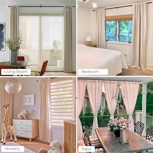 Rose Home Fashion 1” Heavy Duty Adjustable Curtain Rod, 72-144 inch, Black - size: 72" to 144"