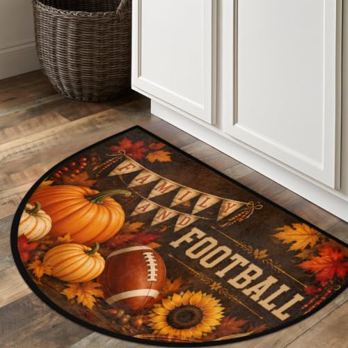 Thanksgiving Half Round Door Mat Outdoor Doormat Bedroom Entrance Rug A8 - color: A-031 Autumn Pumpkin Thanksgiving