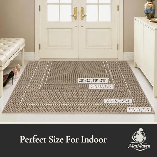 Dirt Trapper Door Mat 32" x 48", Non Slip Washable Doormat, Beige - color: Beige, size: 32" x 48"