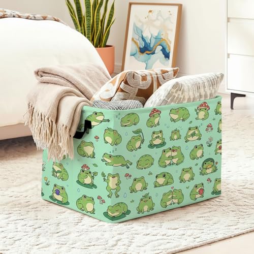 Cartoon Frog Laundry Hamper, 56L Large Foldable Laundry Basket with Handles, for Family Clothes, Toy Storage Bin, Blankets,Decorative Organizer for Shelves & Closet Home Decor Bedroom & Nursery - color: Cartoon Frog
