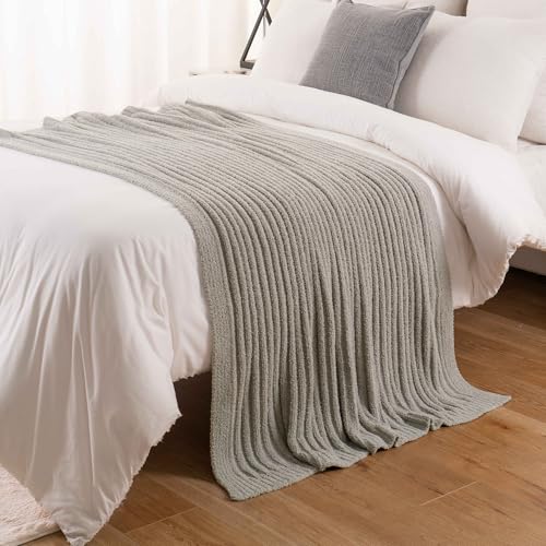 Battilo Grey Throw Blanket for Couch, Fluffy Soft Chenille Blanket, 50"x60" - color: Grey, size: 50"x60"