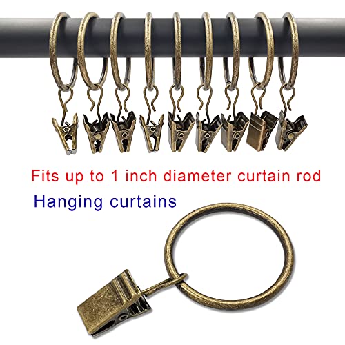 100 Pack Metal Curtain Rings with Clips, 1.26 in ID, Bronze - color: Bronze, size: 1.26" I D 100 Pack
