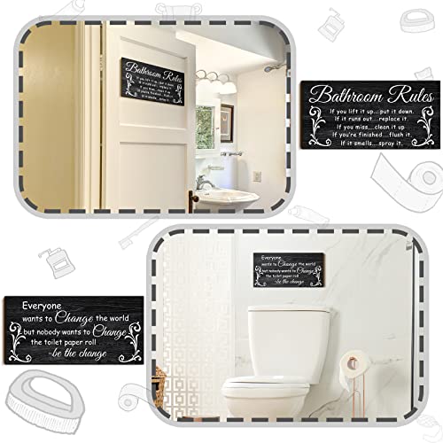 Jetec 2 Pcs Funny Bathroom Decor Black and White Bathroom Wall Decor - style: Dark Style