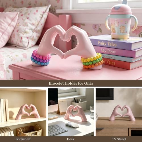 Pink Heart Hands Sculpture Room Decor, Resin Love Statue for Gift - color: Pink, size: Medium