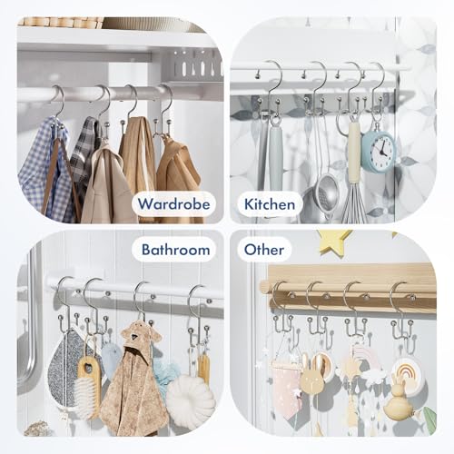 Bathway Shower Curtain Hooks Nickel Shower Curtain Rings, 12 Pcs Double Hook Shower Curtain Hooks Rings Shower Curtain Hangers Rust Proof, Metal Shower Hooks for Bathroom Shower Curtain Rod - color: Nickel, style: Minimalist