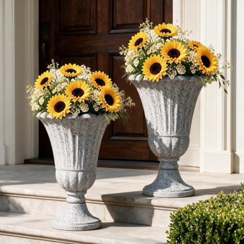 NicBex 24" Tall Urn Planters for Outdoor Plants Set of 2 - Grey Petal - color: Heather Grey - Colorful