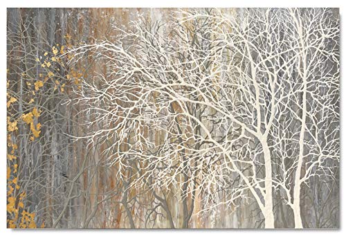 Yihui Arts White Birch Trees Painting 3D Canvas Art On Canvas Abstract Artwork Art Wood Inside Framed Hanging Wall Decoration Abstract Painting One Panel for Home Modern Decor - color: Brown Tree, size: 48"L x 36"W