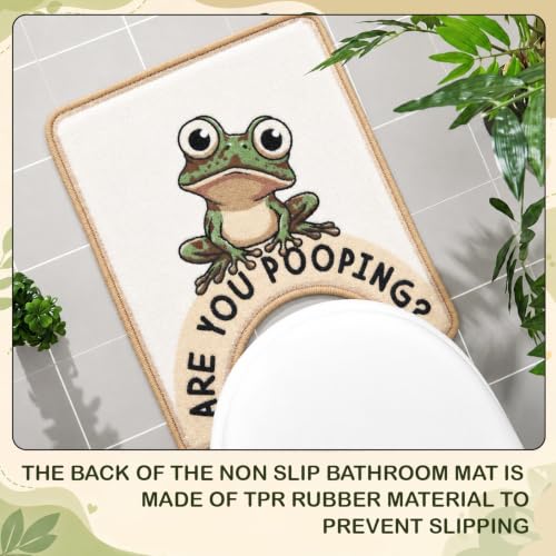 Drydiet U Shaped Toilet Rug Washable Cute Bath Mat 24x20,Frog - style: Frog