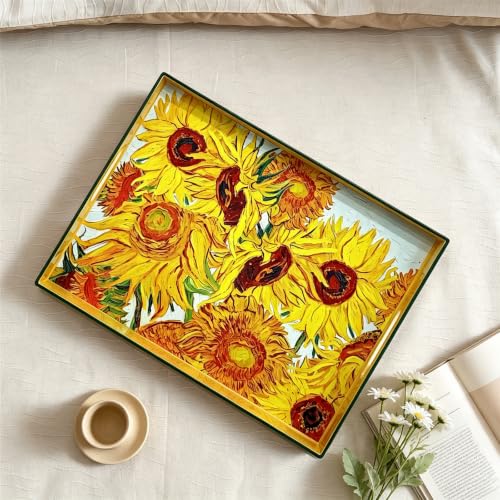 Classic Impressionist Sunflower Decorative Serving Tray, 15.7" x 11.8" Vintage Art Print for Home Decor - color: Impressionist Sunflower