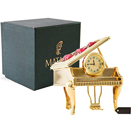 Matashi 24K Gold Plated Vintage Piano Desk Clock for Shelf Desktop - color: Gold