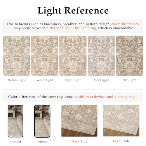HUGEAR 6x9 Beige Retro Distressed Washable Area Rug for Living Room - color: A| Beige, size: 6' x 9' (Rectangular)