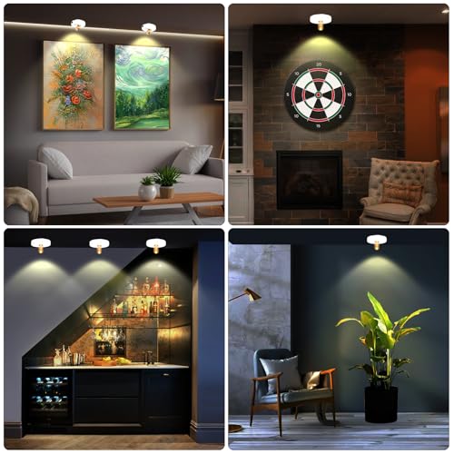 Wireless Spotlight Battery Powered, LED Picture Light with Remote - color: White+Gold