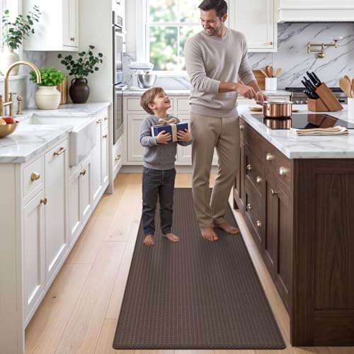 DEXI Kitchen Floor Mats Cushioned Anti Fatigue, 23x86 Non Slip Runner Rug - color: 2-brown, size: 86"l X 23"w X 0.4"th