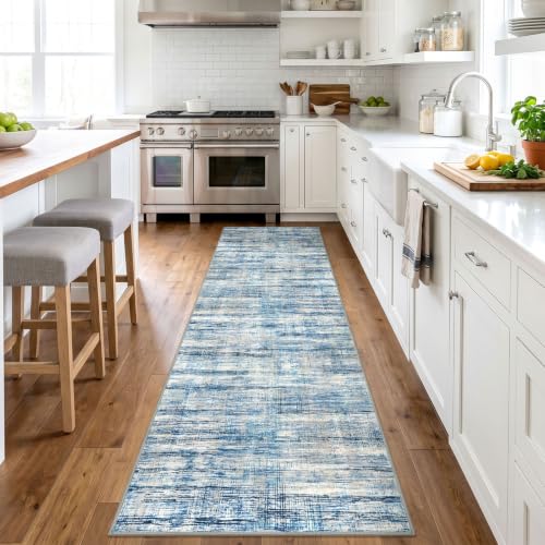KOZYFLY Modern Washable Rug Runner 2.6x10 Hallway Runner Rug Blue Beige - color: Blue Beige, size: 2'8" x 10' (Runner)