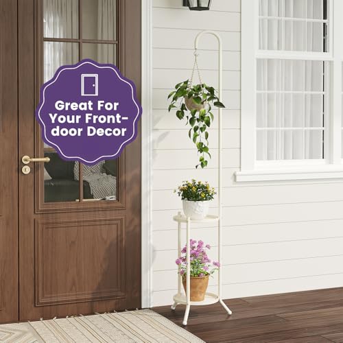 Hanging Plant Stand,Plant Shelf Outdoor Indoor Plant Rack,White - color: White