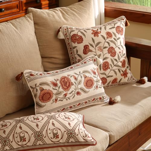 ISAENNE Designer French Rectangle Throw Pillow Cover,Set of 2,20"x12" - color: Albano C, size: 20" x 12" (Pack of 2)