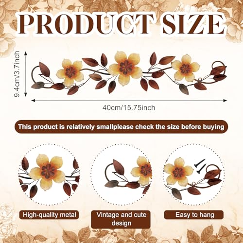 Wesiti Metal Flower Wall Art Decor Vintage Wrought Scroll, Yellow - color: Yellow