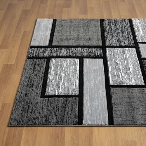 Modern 6x9 Grey Geometry Living Room Rug - Area Rugs for Living Room Dining & Bedroom - Hand Carved Runner Carpet - Durable Polyester - Non-Fade Stain-Resistant - Turkish Made - color: Grey, size: 6' x 9' (Rectangular)