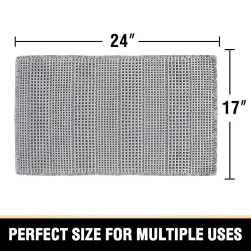 H.VERSAILTEX Upgraded Waffle Bath Mat Super Absorbent Non Slip Bath Rugs for Beside Tub, 17" x 24", Dove - color: Dove, size: 17" x 24"