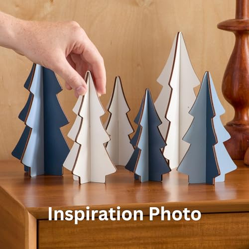 Your Heart's Content Set of 3 Slate Blue Wood Trees, Sustainable Holiday Decor, Vintage Christmas, Handmade USA, Mantel Accent, Interlocking Design, Winter (Set 3 Slate Blue) - color: Set 3 Slate Blue