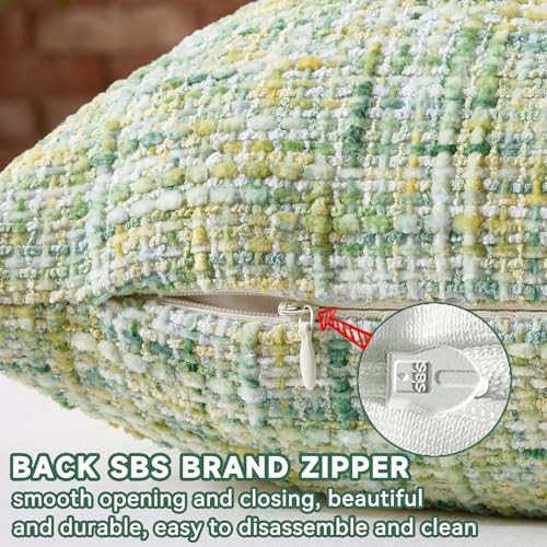 AmHoo Pack of 2 Chenille Textured Throw Pillow Cover, 500GSM Boho Farmhouse Decorative Couch Pillow Covers for Modern Home Decor Bed Sofa Living Room 20 x 20-Inch Light Green - color: Light Green, size: 20" x 20" (Pack of 2)